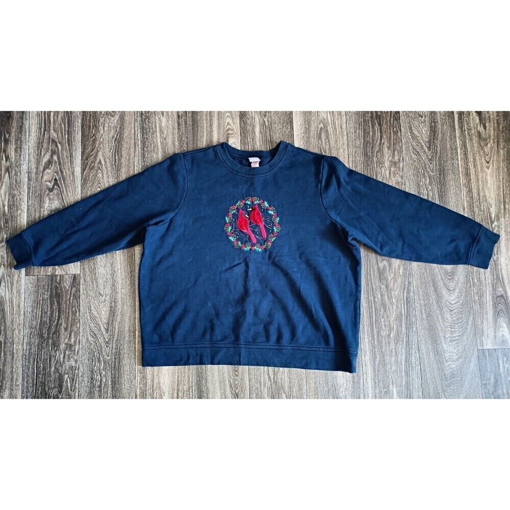 Holiday Editions Sweater Women's Size 3X Navy Blue Long Sleeve Vintage